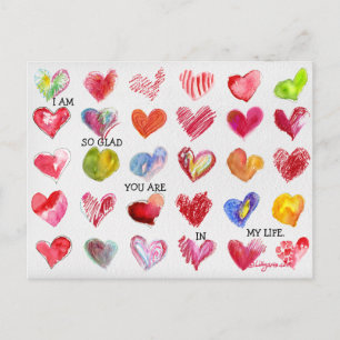 Postal Festiva 30 SO GLAD Valentine Hearts Postcard
