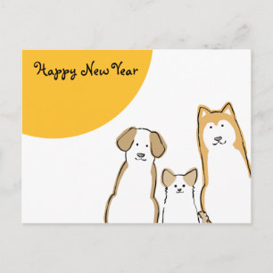 Postal Festiva 3 匹 の 犬 年 状(横) htémica