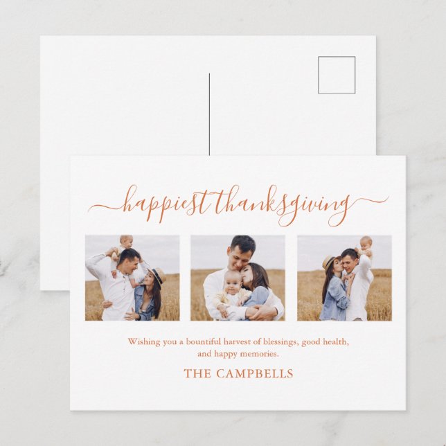 Postal Festiva 3 Collage de fotos de escritura moderna Acción de  (Anverso / Reverso)