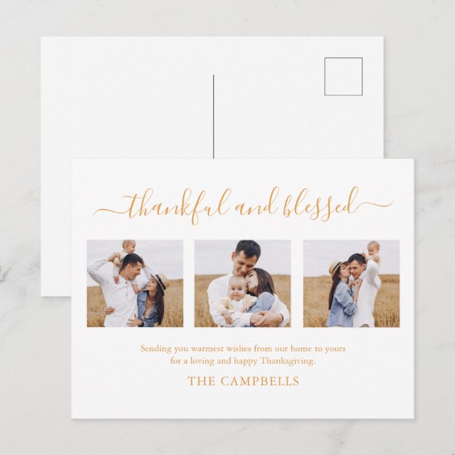 Postal Festiva 3 Collage de fotos de escritura moderna Acción de  (Anverso / Reverso)