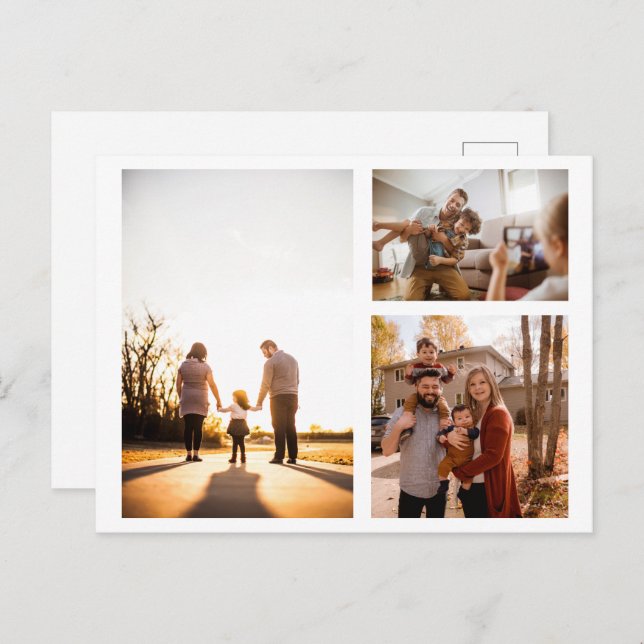 Postal Festiva 3 Collage de fotos Personalizado personalizado (Anverso / Reverso)