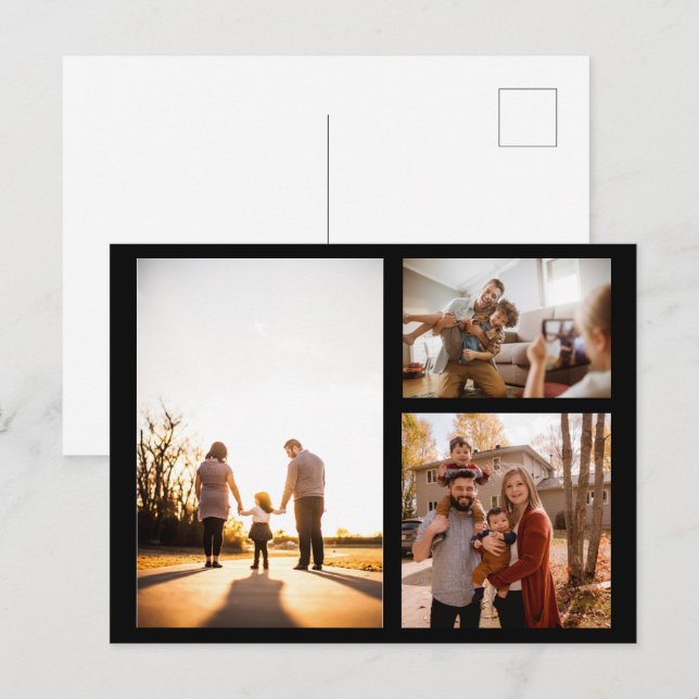 Postal Festiva 3 Collage de fotos Personalizado personalizado (Anverso / Reverso)