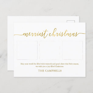 Postal Festiva 3 Collages de fotos de escritura moderna "Navidade