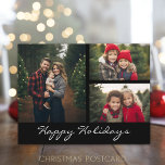 Postal Festiva 3 Navidades de foto Collage - mínimo negro<br><div class="desc">PUNTO DE FOTO: Si subes tus fotos y no encajan,  haz clic en el botón PERSONALIZAR ESTO. Puede llevar un poco de paciencia,  pero se puede mover y cambiar el tamaño de la foto. También puede cambiar y mover el tipo.</div>