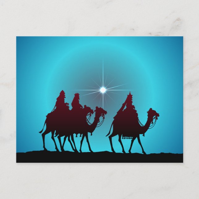 Postal Festiva 3 WISEMEN y ESTRELLAS de SHARON SHARPE (Anverso)