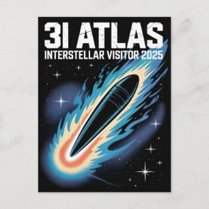 Postal Festiva 3I Atlas Estilo Glitch Sci Fi Retro Espacio Divert
