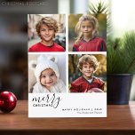 Postal Festiva 4 Collage de fotos - Negro moderno de Feliz Navida<br><div class="desc">Usa cuatro fotos y haz un exclusivo y moderno saludo de Feliz Navidad con un tema en blanco y negro. Si necesita mover algo,  haga clic en el botón personalizar para realizar cambios.</div>