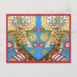 Postal Festiva 4 DE JULIO GIRAFFES PATRIÓTICOS, diversión DE LOS