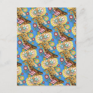 Postal Festiva 4 DE JULIO PATRIOTA GIRAFFE Y FIREWORKS Cute Diver