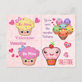 Postal Festiva 4 Kawaii Cupcake Valentines Cards