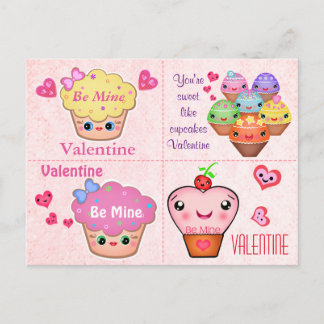 Postal Festiva 4 Kawaii Cupcake Valentines Cards