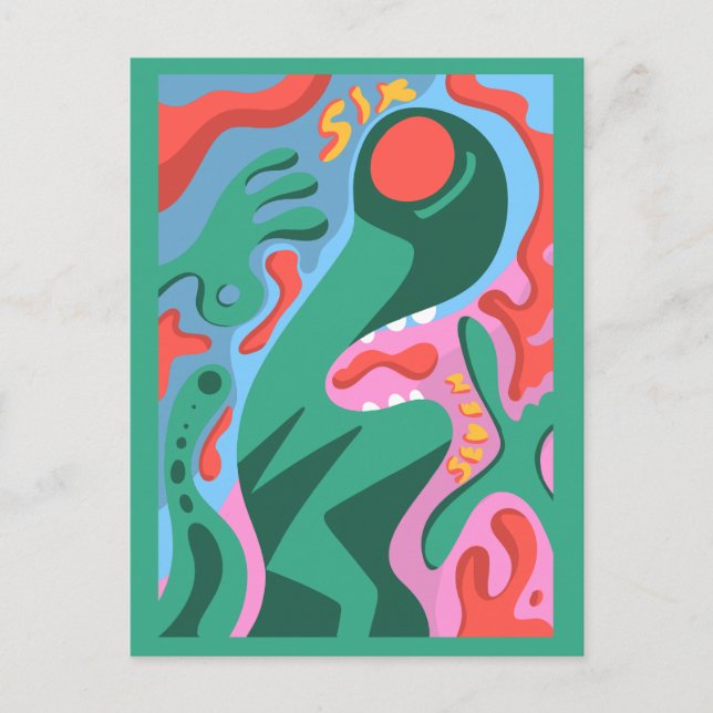 Postal Festiva 6 7 alien marciano (Anverso)