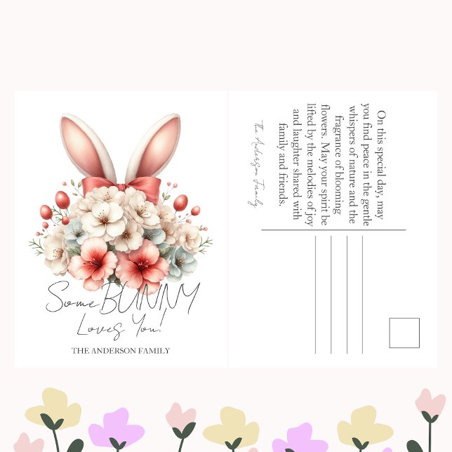 Postal Festiva A algunos conejitos les encantan las orejas floral (Subido por el creador)