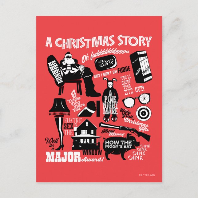 Postal Festiva A Christmas Story Icons Graphic (Anverso)