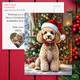 Postal Festiva A Cute Poodle Christmas Personalized