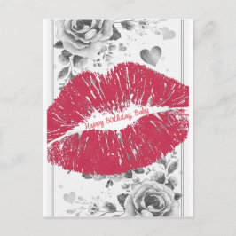 Postal Festiva A Kiss For You on a Happy Birthday Postcard