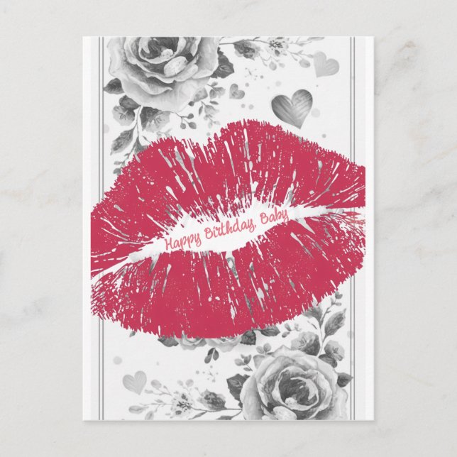 Postal Festiva A Kiss For You on a Happy Birthday Postcard (Anverso)