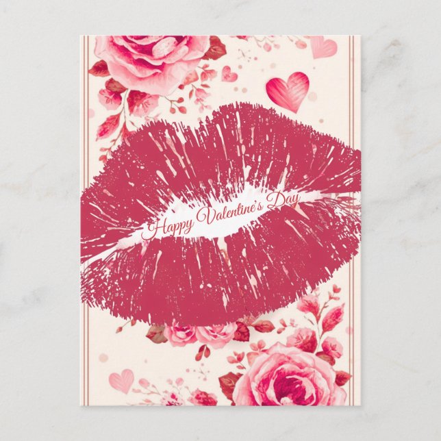 Postal Festiva A Kiss For You on a Valentine's Day (Anverso)