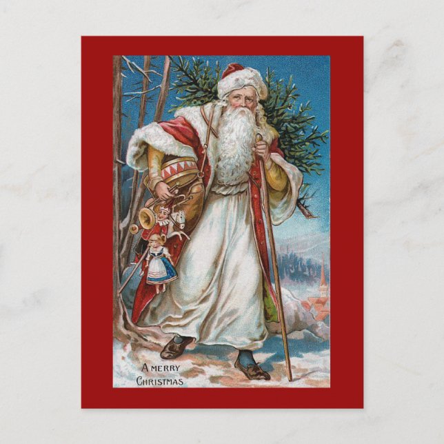 Postal Festiva "A Merry Christmas" Vintage (Anverso)