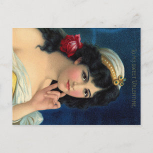 Postal Festiva "A mi dulce Valentine", ephemera romántica vintage