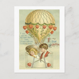 Postal Festiva A mi globo de aire caliente de San Valentín