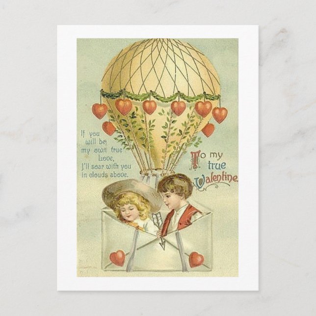 Postal Festiva A mi globo de aire caliente de San Valentín (Anverso)