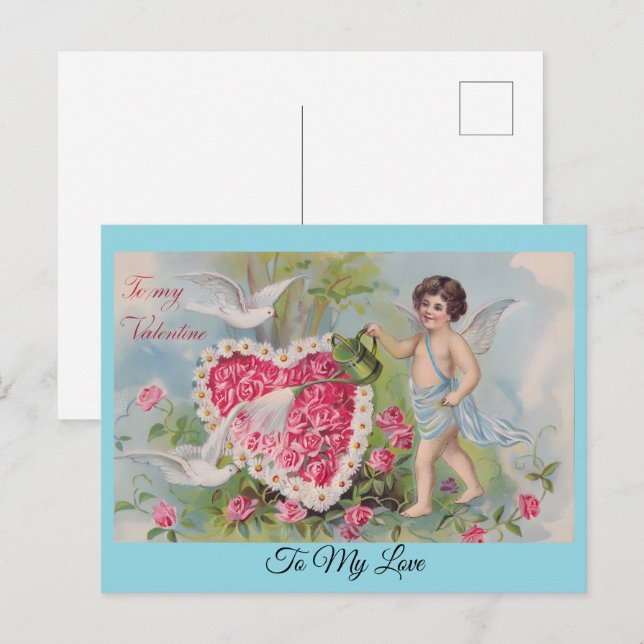 Postal Festiva A mi Valentine personalizado (Anverso / Reverso)