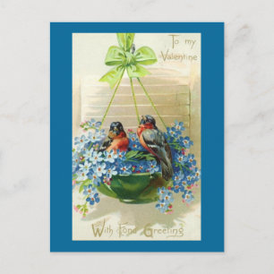 Postal Festiva A mis pájaros de San Valentín en las flores