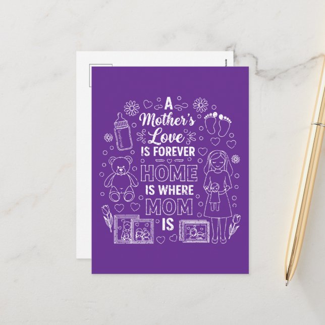 Postal Festiva A Mother’s Love Is Forever & Home Is Where Mom Is  (Anverso/Reverso In Situ)