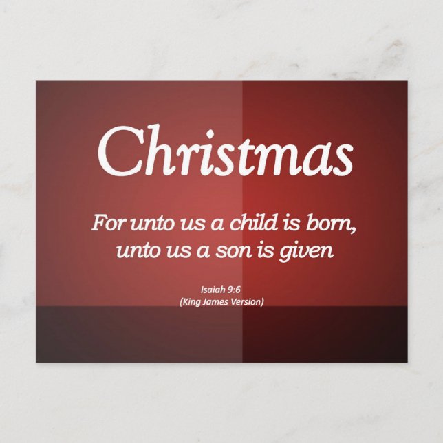 Postal Festiva A nosotros un hijo recibe a los Navidades Isaiah 9 (Anverso)