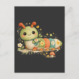 Postal Festiva ABC 123 Latido Divertido Lindo Ganchillo Oruga 