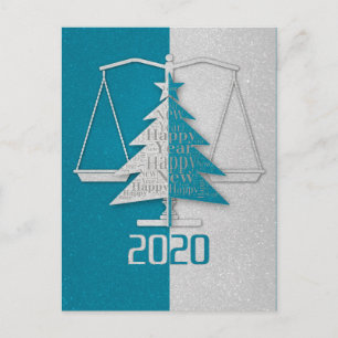 Postal Festiva Abogado Feliz Año Nuevo 2020 Escalas de justicia