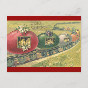 Postal Festiva ¡Abran en el tren de Huevos de Pascua!