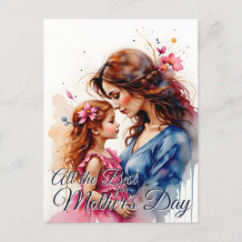 Postal Festiva Abrazo del día de la madre en el estilo acuarela f