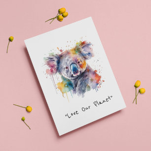 Postal Festiva Abrazos de koala en color, personalizado