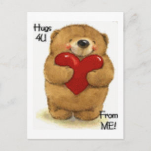 Postal Festiva Abrazos Para Ti Valentine Teddy