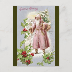 Postal Festiva Abrigo rosa con árbol de 1916