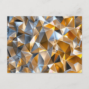 Postal Festiva Abstracto Metálico Moderno Dorado Plateado Geométr