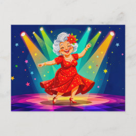 Postal Festiva Abuela bailando en el Ilustracion escénico