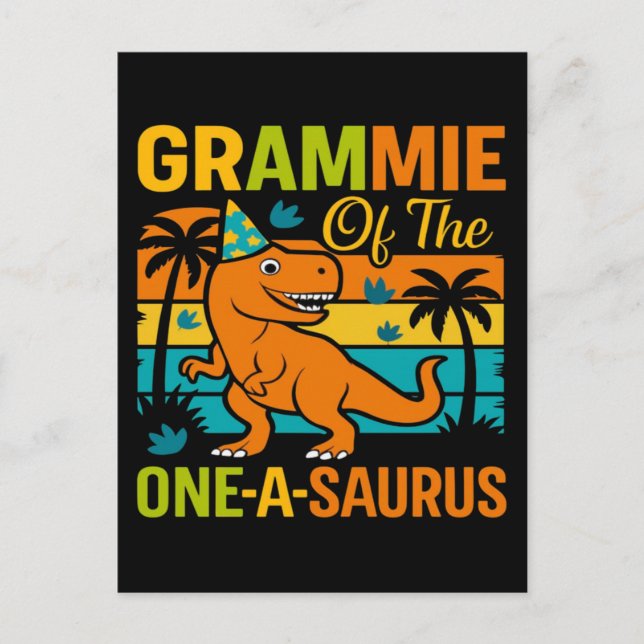 Postal Festiva Abuela del cumpleaños del dinosaurio oneasaurus (Anverso)