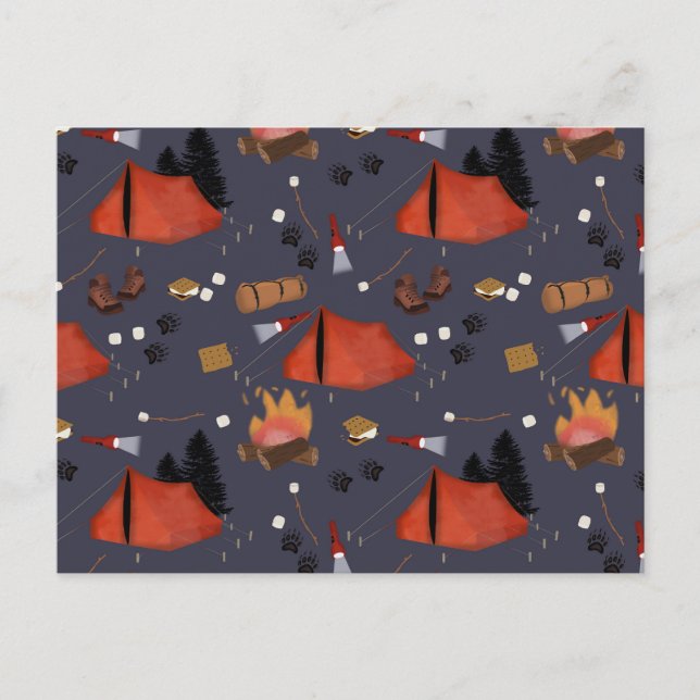 Postal Festiva Acampada al aire libre de verano en Camping (Anverso)