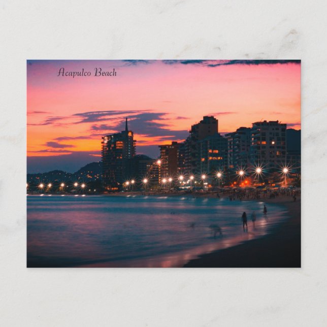 Postal Festiva Acapulco Beach Sunset (Anverso)