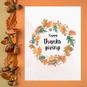 Postal Festiva Acción de Gracias de la minimalista Guerra de Otoñ