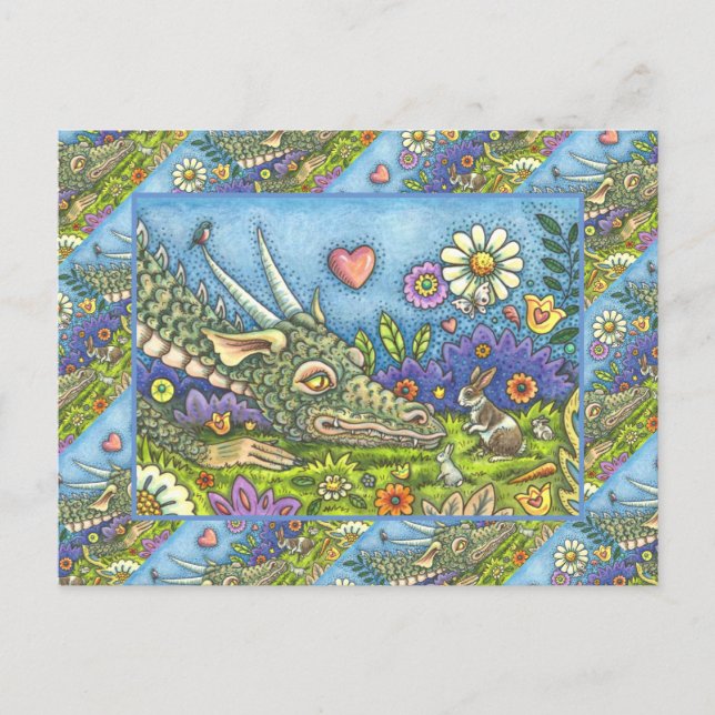 Postal Festiva ACOGEDOR DRAGÓN ORIENTAL EN BUNNY TRAIL CUte Fanta (Anverso)