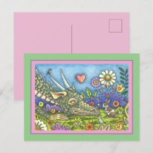 Postal Festiva ACOGEDOR DRAGÓN ORIENTAL EN BUNNY TRAIL CUte Fanta