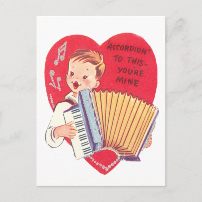 Postal Festiva Acordeón Valentine (Anverso)