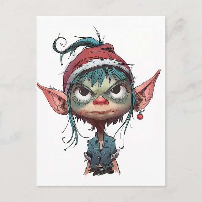 Postal Festiva Actitud del elfo de los Navidades Grumpy (Anverso)