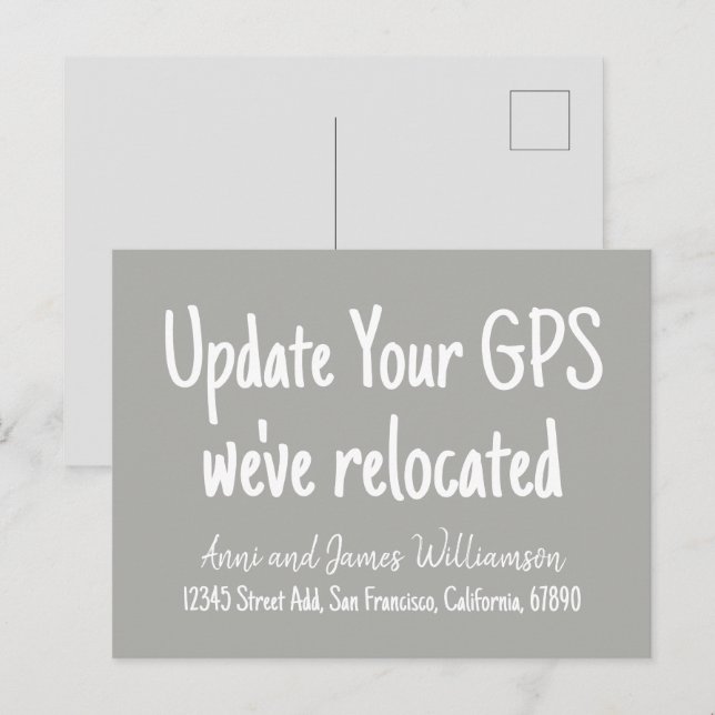 Postal Festiva Actualizar tu GPS Añadir detalles Hemos reubicado  (Anverso / Reverso)