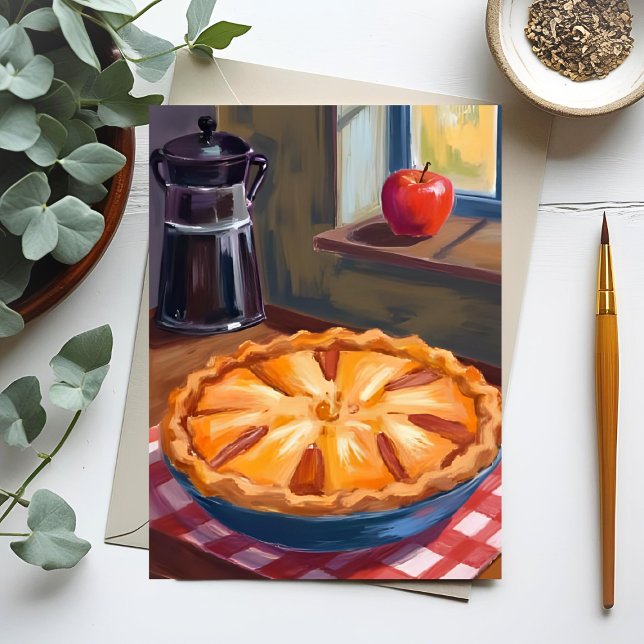 Postal Festiva Acuarela de Apple Pie de otoño (Subido por el creador)