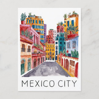 Postal Festiva acuarela de Ciudad de México